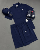 Kit NK com 1 polo, 1 short, 1 chinelo e 1 boné